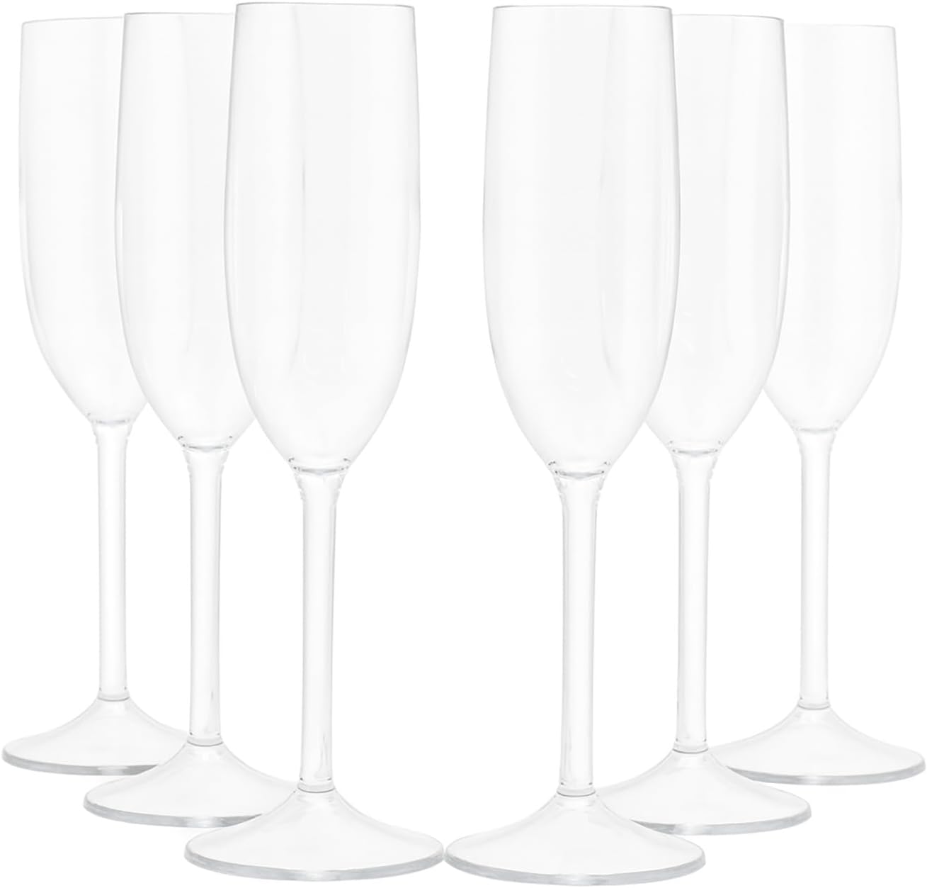 Tritan Champagne Flutes Set of 6 (6oz), Unbreakable Plastic Champagne Glasses, Wedding Champagne Flutes - Image 2
