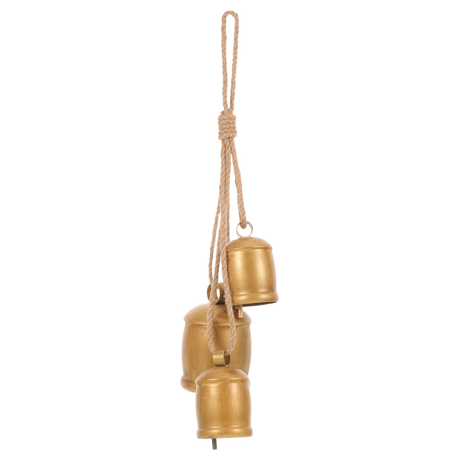 TOYANDONA 3 Piezas Campana Decorativa Navideña de Metal con Cuerda de Yute