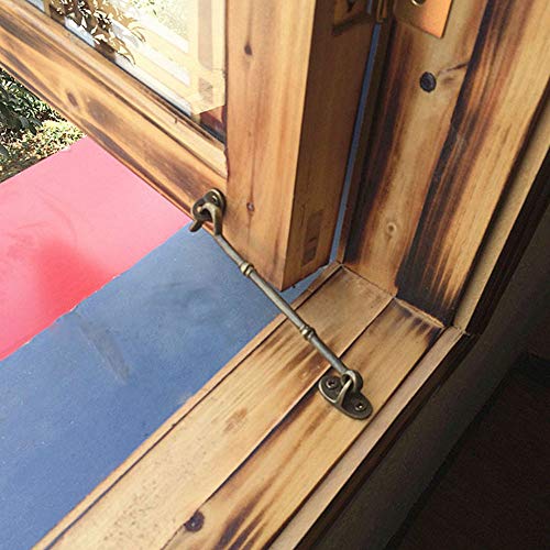 BETOOL Hook and Eye, 1pcs Window Latches Gate Lock Brass Cabin Hooks Window Silent Holder for Shed Gate or Garage Door, Windows - Image 3