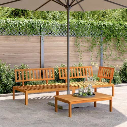 TerTide Sofa Terraza Exterior, Muebles Jardín Madera, Sofas Exteriores de Jardin, Conjunto Jardín de Madera, Set de sofás de palets de jardín 3 pzas Madera Maciza de Acacia