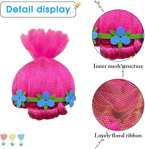 LZH Poppy Costume Dress For Girls Kids Cospaly Poppy Princess Halloween Dress Up With Wigs Glasses Gloves Socks - Image 4