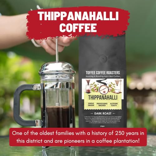 Image of Toffee Coffee Roasters | Thippanahalli Coffee | As Seen On Shark Tank | Single Origin | Arabica | Dark Roast | Notes: Nutty and Chocolaty (Home Espresso Machine, 500gm)