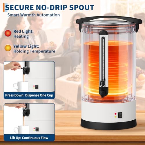Image of 100-Cup (14L / 3.8 Gallon) Commercial Coffee Urn - Stainless Steel Electric Hot Beverage Dispenser with Double-Wall Insulation, Ideal for Weddings, Parties, Catering, and Buffets