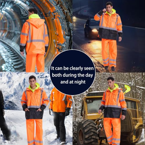 Image of SRsafety High Visibility Rain Gear, Class 3 High Visibility Work Rain Gear for Men, Construction Rain Suits