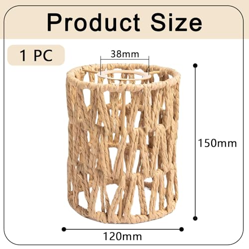 1 Pc Rattan Lampshades for Ceiling Lights, Lamp Shades Ceiling Boho Style, Cylinder Lampshade Replacement Lampshade Suitable Living Room Dining Room for Pendant Lights and Wall Sconces Light - Image 3