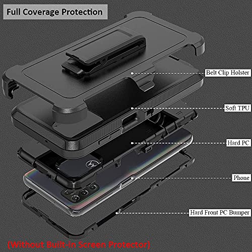 Tenco Compatible With Moto G Stylus (2021) Case,Not Fit Moto G Stylus 5G,With Screen Protector,Heavy Duty Rugged Shockproof Kickstand Case With Belt Clip Holster For Moto G Stylus (Black) #TOP5
