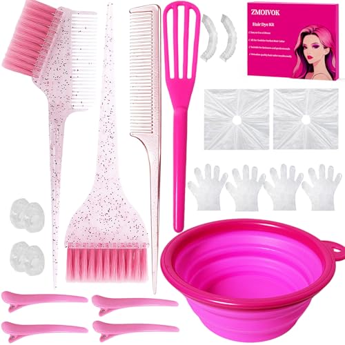 ZMOIVOK 21 Pcs Black Hair Dye Kit Professional Salon Tools with Bowl