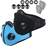 Infityle Dustproof  Masks - Activated Carbon Dust Mask with Extra Filter Cotton Sheet and Valves for Pollution,Anti Pollen Allergy, PM2.5, Running, Cycling,Woodworking,Outdoor Activities（Black+Blue）