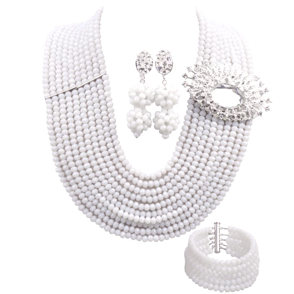 10 Rows Classic Crystal Bridal Jewelry Sets Nigerian Wedding African Beads Jewelry Set