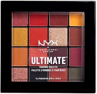 NYX Professional Makeup Ultimate Eye Shadow Palette, Pressed Pigments, 16 Shades, Matte, Satin, Metallic, Shade: Warm Neutrals