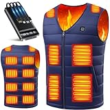 [BARGOHOY] 電熱ベスト16箇所発熱 速暖 40000mAhバッテリー付き 大容量 加熱ベスト USB給電 3段階温度調整 日本製繊維ヒーター 暖房ウェア ヒートジャケット 丸洗い可能 防寒対策 通勤 屋外作業 防寒対策 メンズ レディース (JP, アルファベット, 8XL, 標準, ネイビー)