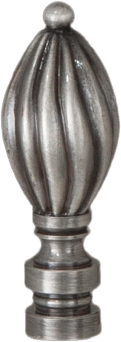 B&P Lamp® Swirl Lamp Finial Nickel, 2 1/2 in Ht, 1/4-27 Tap