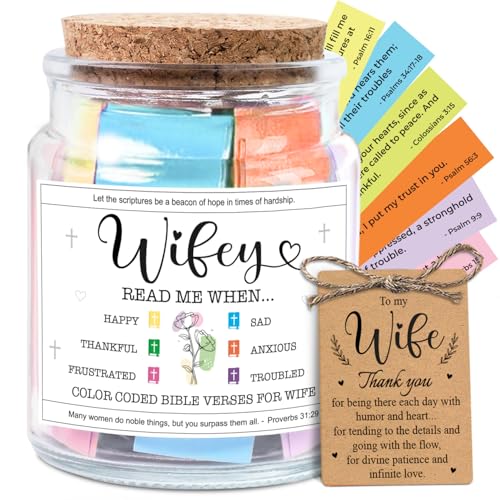 NewEleven Gifts Wife From Husband - Soulmate, Girlfriend, Fiance Gift for Anniversary, Birthday - Inspirational Gifts, Christian Present For Wife From Husband - Bible Verse Jar