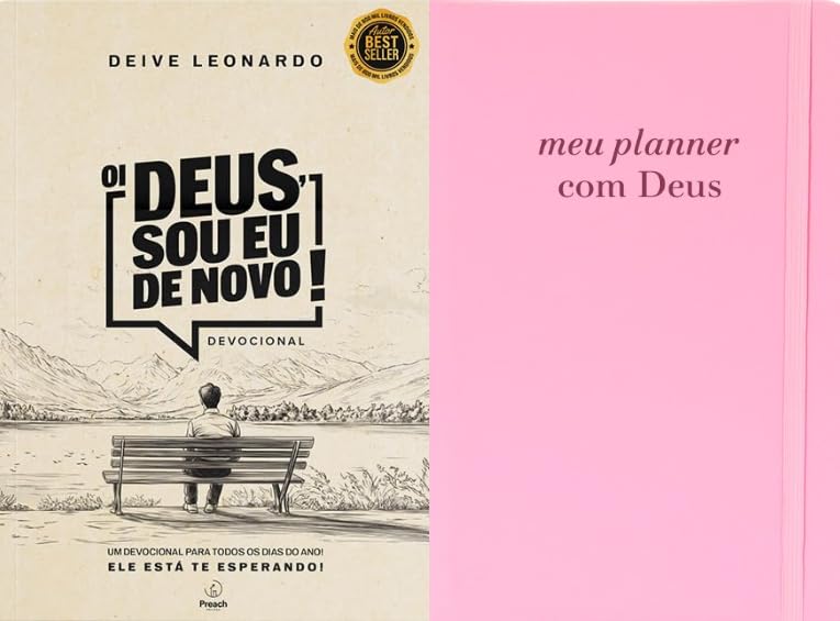 OI DEUS, SOU EU DE NOVO COM MEU PLANNER COM DEUS CAPA ROSA