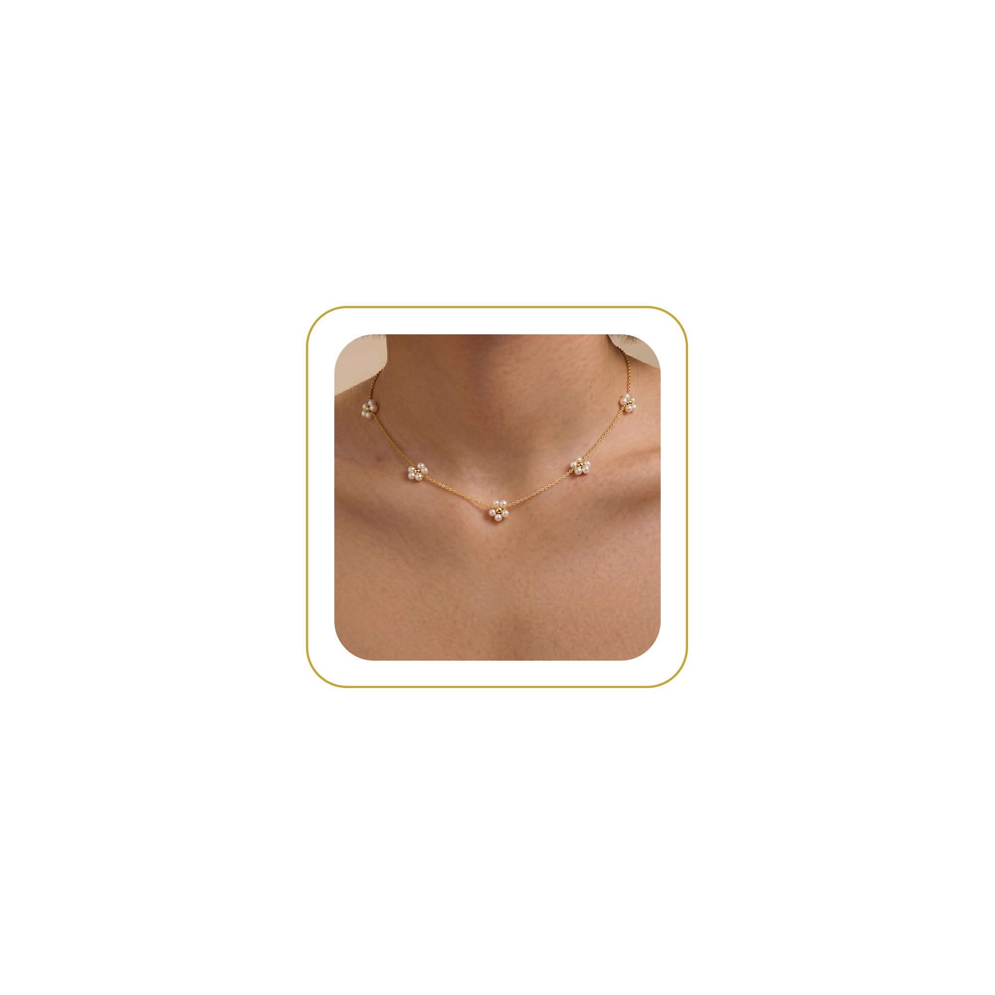 Tewiky Layered Necklaces for Women Non Tarnish- Chunky 14k Gold Plated Herringbone/Snake/Rope/Box/Cuban Link Chain for Women Waterproof Layering Stack Choker Necklace Trendy Dainty Tarnish Free Jewelry Set