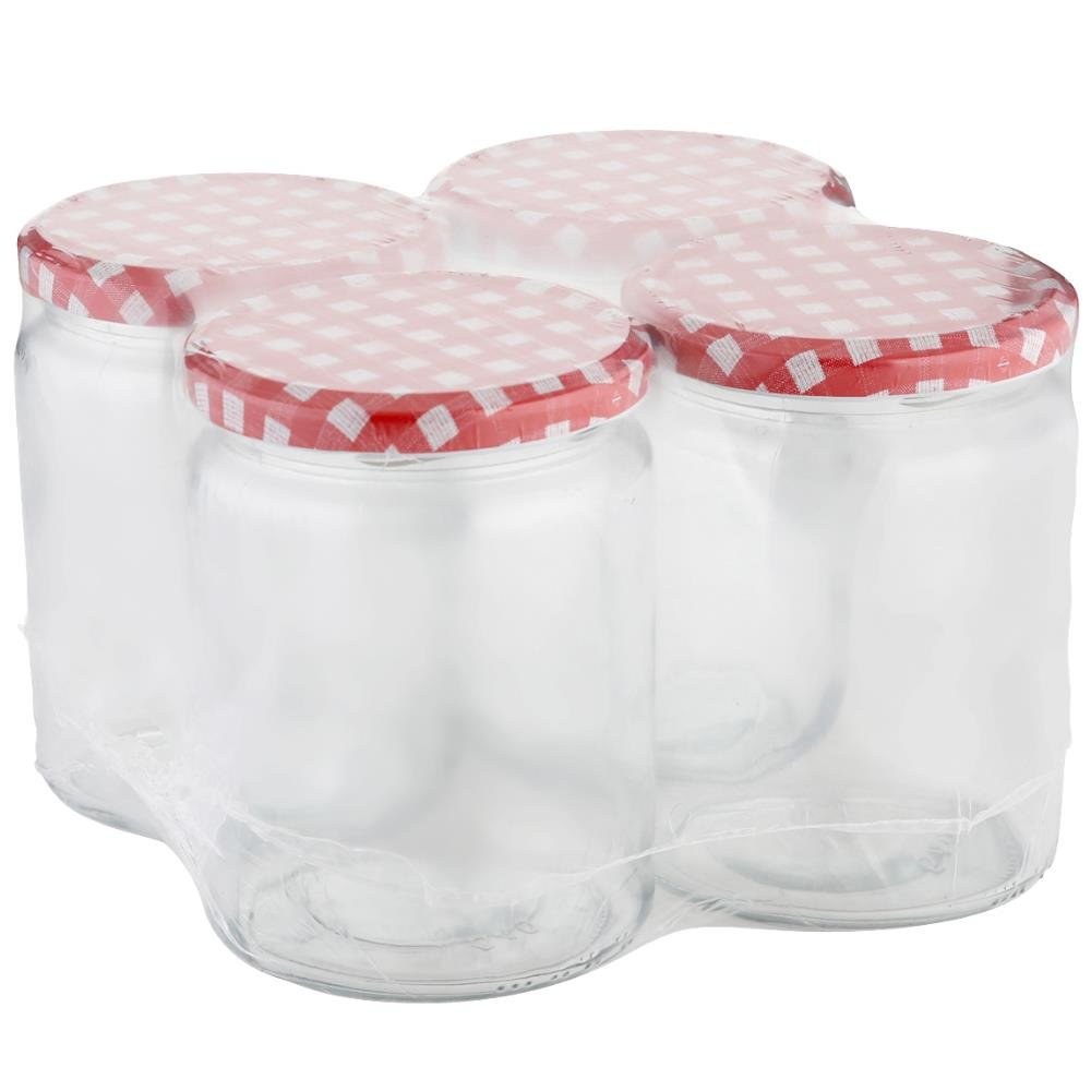 Vasetti Conserva Viva 540 Ml - 4 Pezzi Con Imbuto, Vetro Trasparente, Tappo A Vite