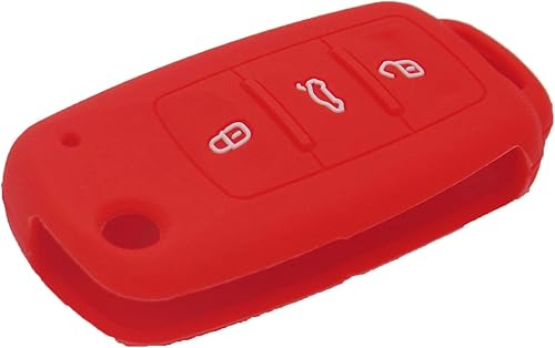 Miniatura 3 de LemSa 2 fundas de goma con 3 botones abatibles, protector remoto sin llave, compatible con Volkswagen Jetta GTI Passat Golf Tiguan Touareg Beetle,