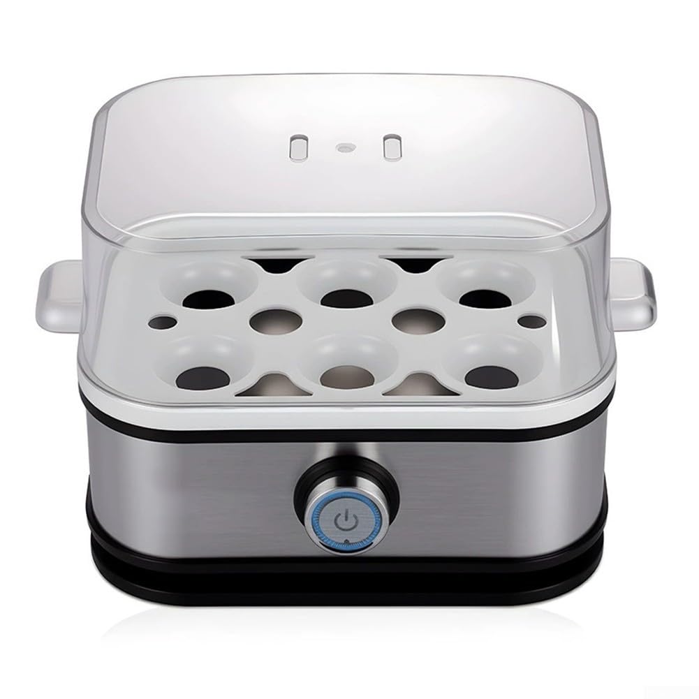 Apparecchio per cuocere uova 6 in 1 in acciaio inox per bollire bracconaggio, cottura a vapore e frittate, lavabile in lavastoviglie, spegnimento automatico