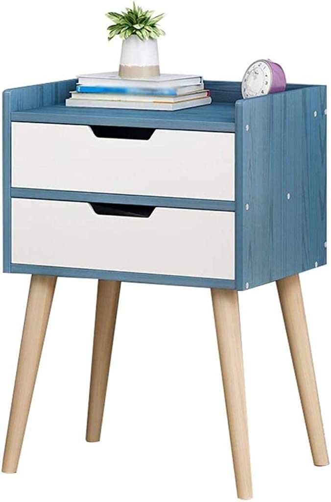 Cama Mesa Auxiliar Mesita De Noche Mesita De Noche Pasillo Hogar Doble Bombeo Armario Dormitorio Ensamblaje Baño Sala De Estar 33X28X54Cm Mesa Auxiliar (Color : Blue Wood) Decoration