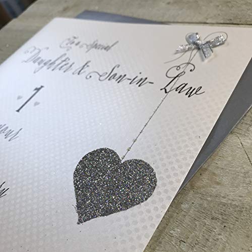 white cotton cards XLLa1DS Large"to a Special Daughter & Son-in-Law 1 on Your First Anniversary" Handmade Card - Image 2