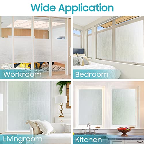 Raindrops Window Privacy Film Frosted Glass Window Film No Glue Static Cling Removable Bathroom Door Window Covering Uv Sun Blocking Home Tint Summer Frosting Stickers (Silver Silk, 17.5 X 78.7 In) #TOP4