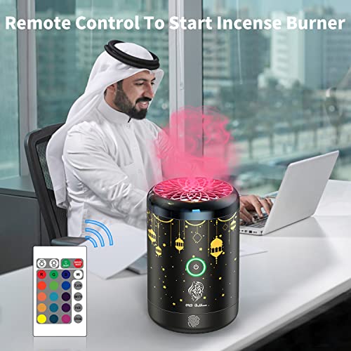 Electric Incense Burner,Portable Usb Rechargeable Aroma Diffuser With 16 Colors Led Lights,Car Smart Electric Incense Burner, Arabian Bakhoor Burner For Home Use (Black) #TOP3