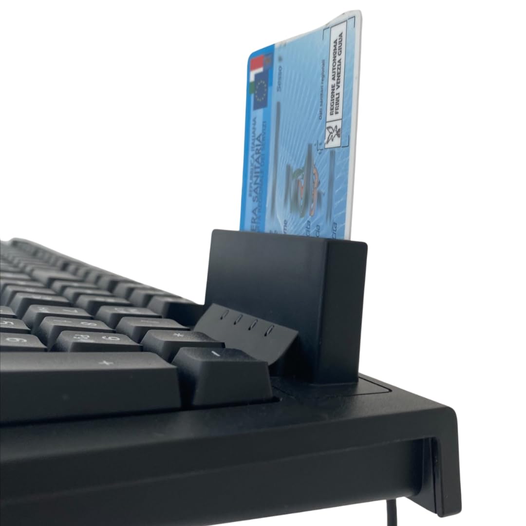 SIMPLETEK – Tastiera USB Con Lettore Smart Card CNS Integrato, Layout Italiano QWERTY Per Tessera Sanitaria