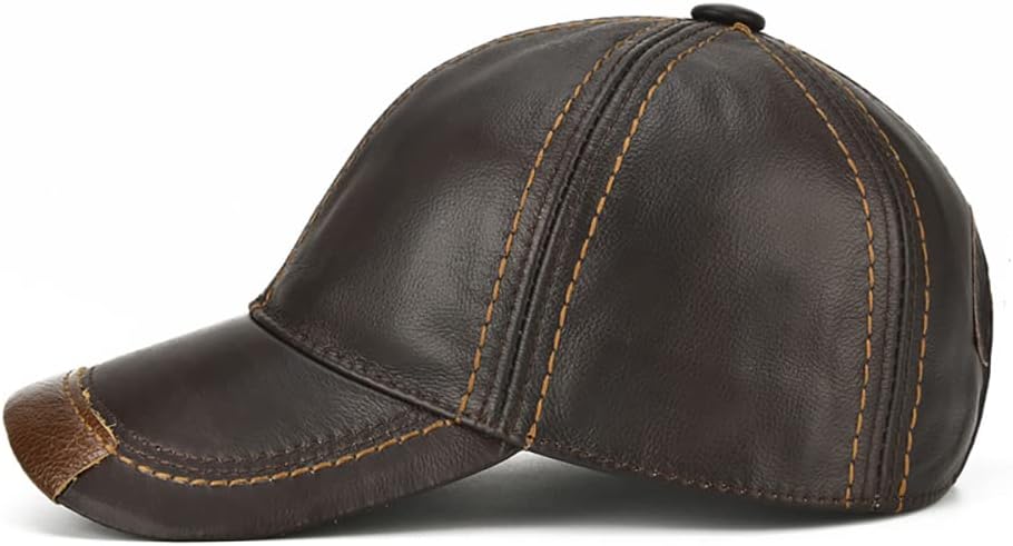 Men's Genuine Leather Adjustable Baseball Caps Vintage Cap for Autumn Winter Outdoor Sports Hats