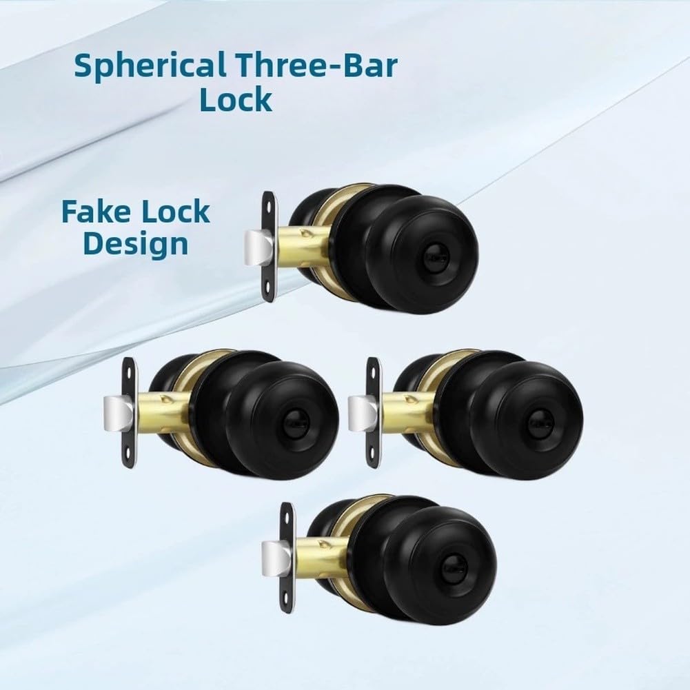 Lot de 6 verrous de porte sphériques en fer robuste à trois barres (avec clé)