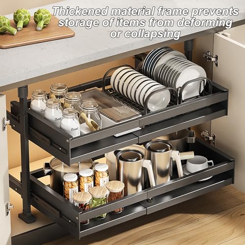 Organizador extraíble sin taladro: cajones deslizantes negros y compactos 7