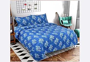 SPRING BOARD Bedsheet for Double Bed, Bedsheet Queen Size Bed Cotton with 2 Pillow Covers (SMB=38)