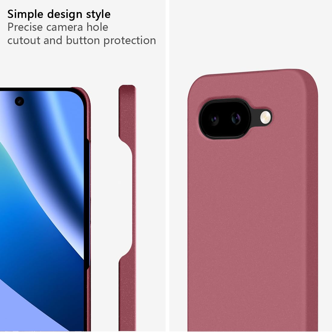 Bastmei Google Pixel 10a 5G Case, Ultralekki, antypoślizgowy, odporny na zarysowania, ochraniacz na aparat, matowy twardy PC pokrowiec do Google Pixel 10a (czerwone wino)
