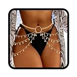 Asooll Gold Belly Chain Belt Layered Sequins Waist Body Chain Bikini Belly Jewelry Fashion Beach Rave Party Club Waist Accessories Jewelry for Women