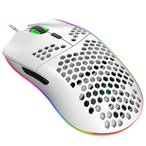 Souris de Jeu Filaire J900 RVB Blanche à Ergonomie Avancée et Sensibilité DPI Ajustable