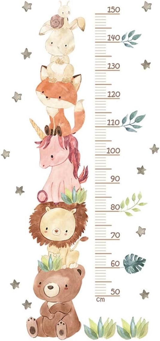 KASTWAVE Kids Height Wall Chart, Kawaii Bedroom Wall Decoration, Cute Cartoon Height Chart Stickers, Peel & Stick Nursery Wall Decals for Baby Bedroom, Living Room, Toddler Playroom