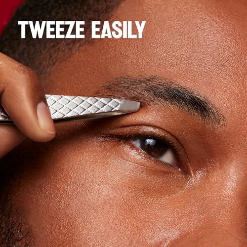 Revlon Slanted Tip Tweezers for Men, Ultra-Sharp for Precision Eyebrow Shaping and Facial Hair Removal, Larger Non-Slip Grip, Stainless Steel, 1 count - 3