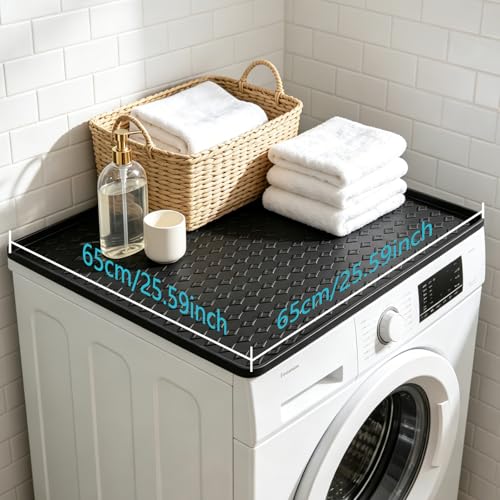 Image of 25.6 inchx25.6 inch Waterproof Silicone Floor Mat for Mini Fridge Mat, Refrigerator Tray & Drip Mat with Raised Edges, Fits Under Sink, Washer & Cooler, Anti-Slip(Black)