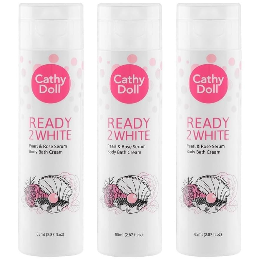 READY2WHITECathy Doll Pearl & Rose Serum Body Bath Cream, Pearl Powder and Rose Water, Cleansing Gently 85ml (pack of 3)