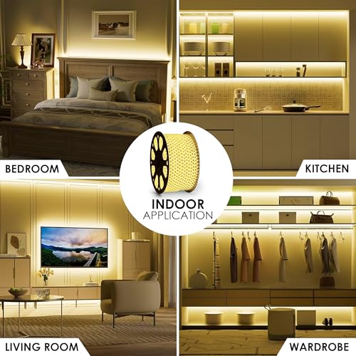 Image of Gesto 10 Meter Rope LED Strip Lights | 120 LED /Mtr Waterproof Outdoor Lights for Balcony, Home Decor, Cove Light for False Ceiling | Flexible, Cuttable Strip Light for Diwali Decoration - Warm White