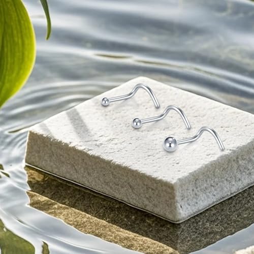 D.Bella 18G 20G Nose Studs Stainless Steel Screw Nose Rings Studs Nostrial Piercing Jewelry for Women Men 1.5MM 2MM 2.5MM 3MM4