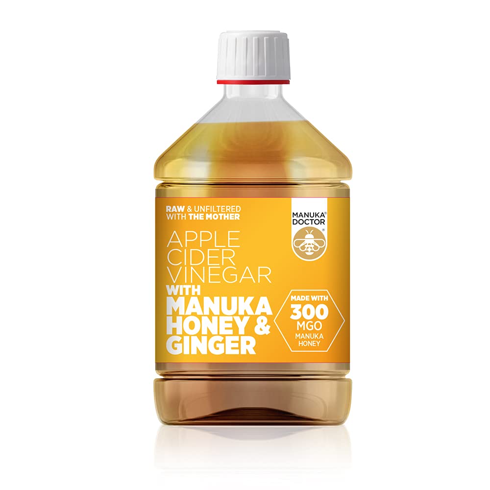 MANUKA DOCTOR - Apple Cider Vinegar with Ginger & Manuka Honey, 500ml | Raw, Unfiltered ACV with The Mother | 300 MGO Manuka Honey & Organic Ginger Juice