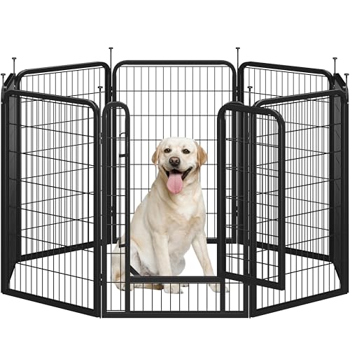 Yaheetech Recinto per Cani Cuccioli Conigli Gatti Animali da Interno e Esterno Giardino Rete Recinzione Ferro 8 pz 68 x 100 cm Pieghevole e Portatile