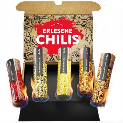 TIMBER TASTE® Chili Gewürze Geschenkset - 5 Gewürzmischungen [bis 700.000 Scoville] als scharfe Gewürze Geschenkset in Geschenkbox | Geschenke für Männer | Ostergeschenke Erwachsene | Ostergeschenk