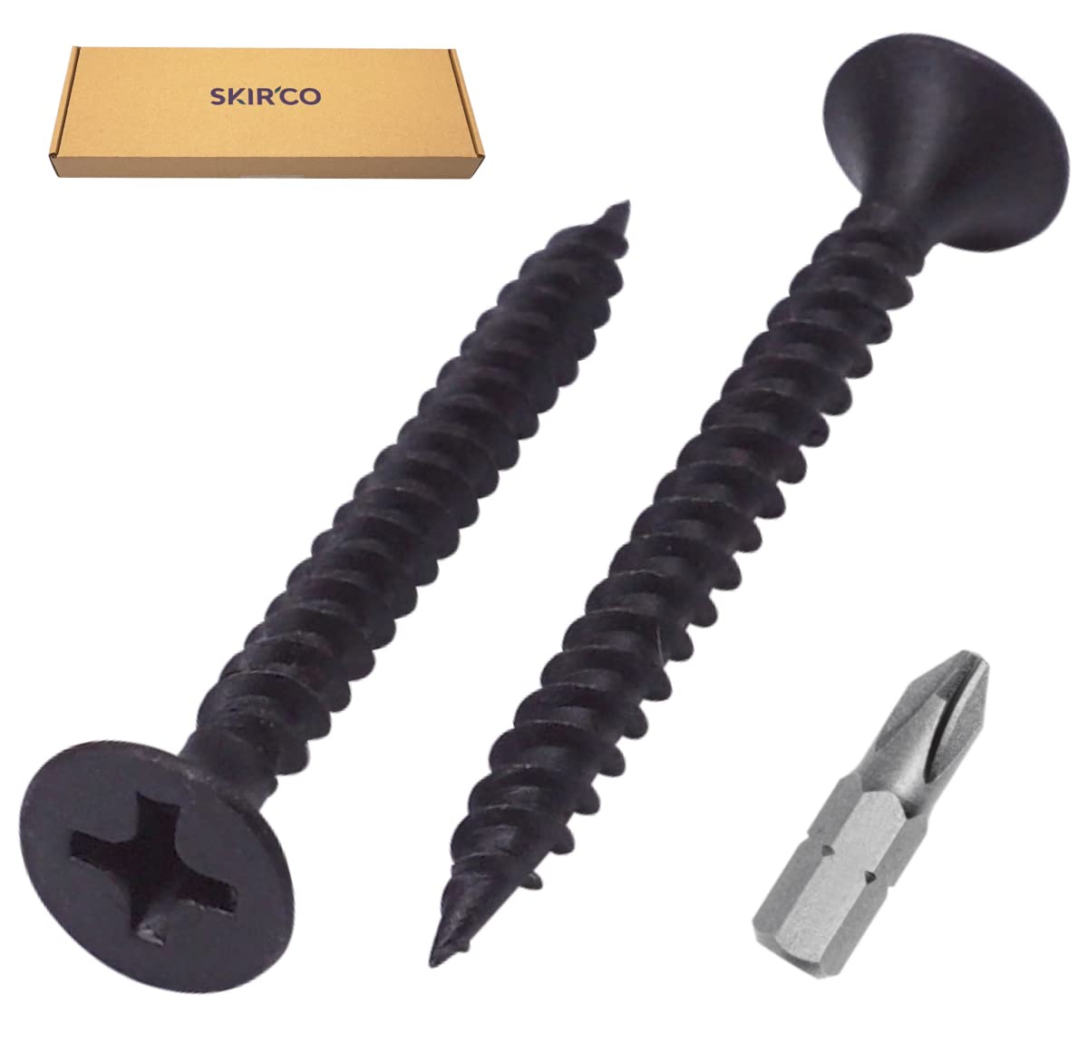 SKIR'CO (400 piezas) Tornillos para paneles de yeso con acabado fosfato negro, 3,5 x 35 mm, rosca fina, cabeza de corneta Phillips
