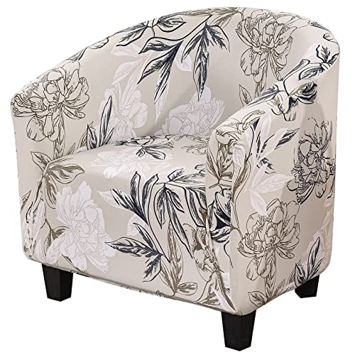 Image of SearchI Club Chair Slipcover Stretch Barrel Chair Covers Printed Tub Chair Slipcovers Spandex Armchair Sofa Cover Removable Couch Furniture Protector Arm Chair Cover for Living Room(Flowers Pattern5)