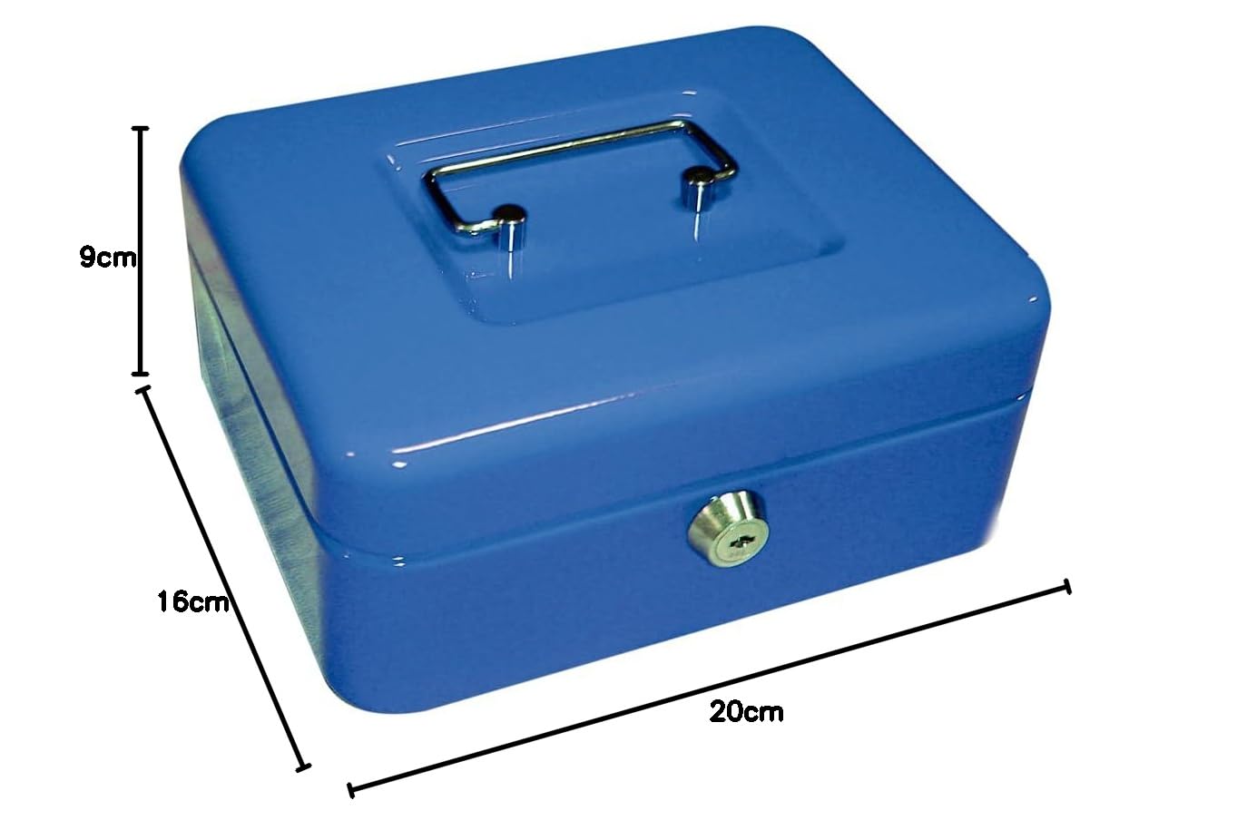 Q-Connect Caja Caudales 8" 200x160x90 Mm Azul Con Portamonedas