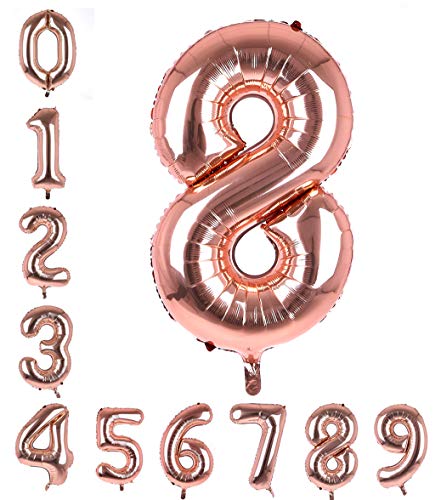 Image of AMFIN Number Foil Balloon - Rose Gold (8 Number)