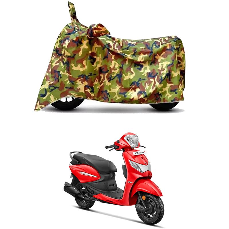 Image of Waterproof 100% PVC Coated Bike Scooty Two Wheeler Body Cover Compatible for Hero Pleasure + Xtec /UV-Rays /Heat Protection /Birds Dropping /Scratchproof /Dust Proof [6X6 Jungle Print]