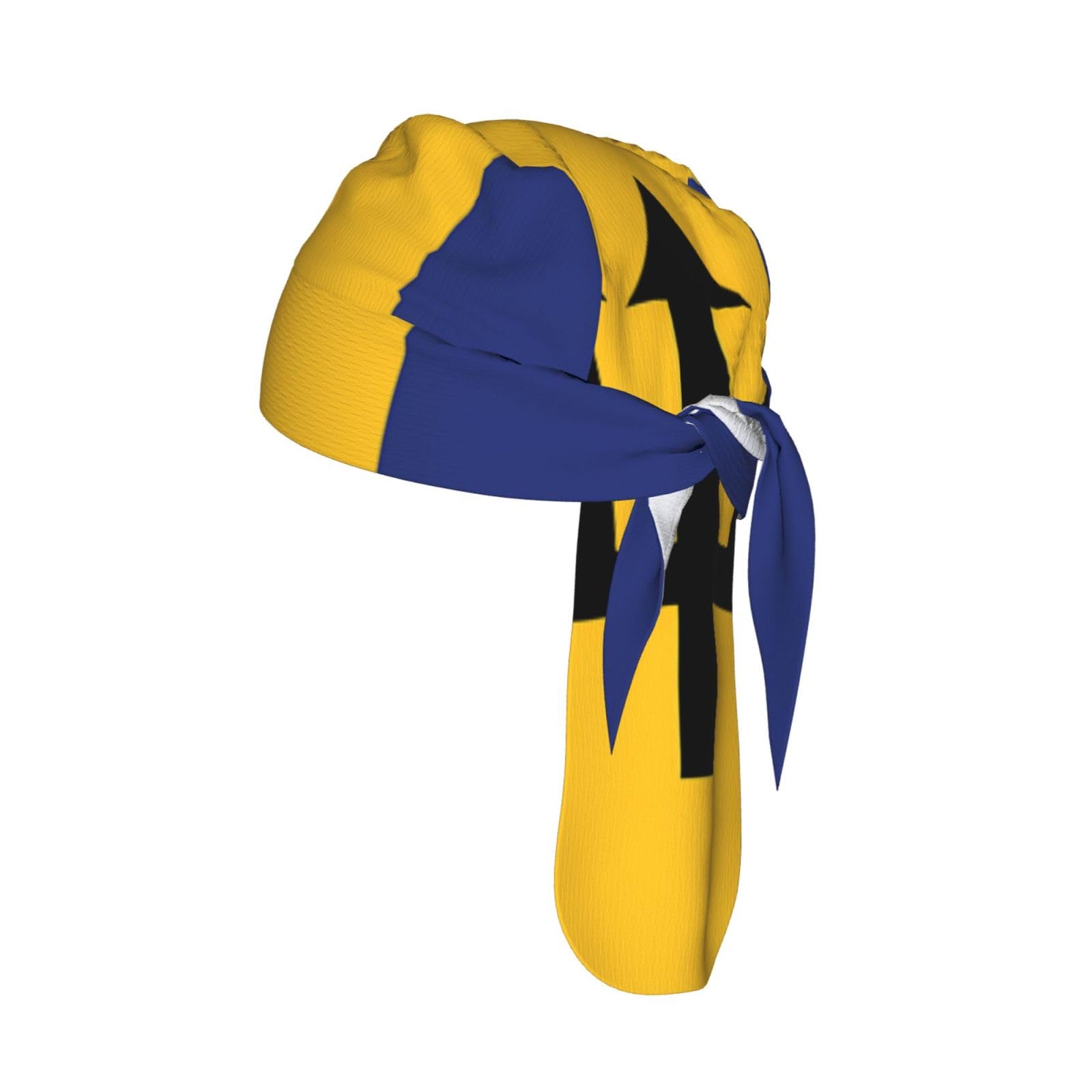 Flag of Barbados Print Head Tie Quick Drying Cycling Cap Headband Bandana, Breathable Mesh Skull Caps for Men Women Black