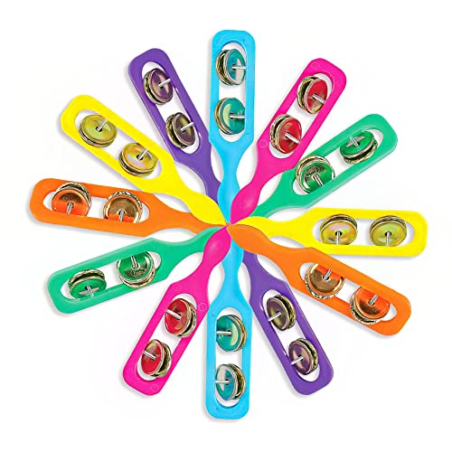 ArtCreativity Cymbals for Kids - Pack of 12 - Handheld Music Toys, Colorful Rattle Musical Instruments for Children, Fun Party Noisemakers, Party Favors and Goodie Bag Fillers for Boys and Girls